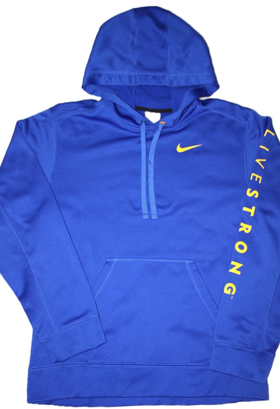 Nike Hoodie Mens S Blue Pullover Hooded Thermal LIVESTRONG Graphic Swoosh